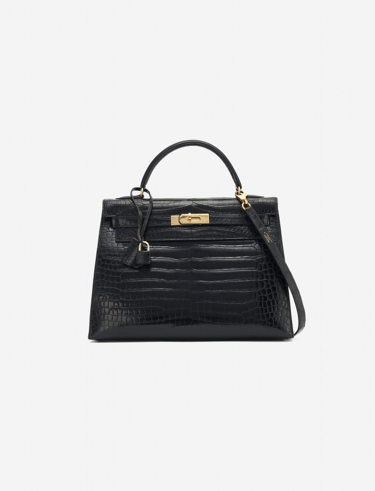 Hermès Kelly 32 Crocodile Porosus Black Vintage Handbag