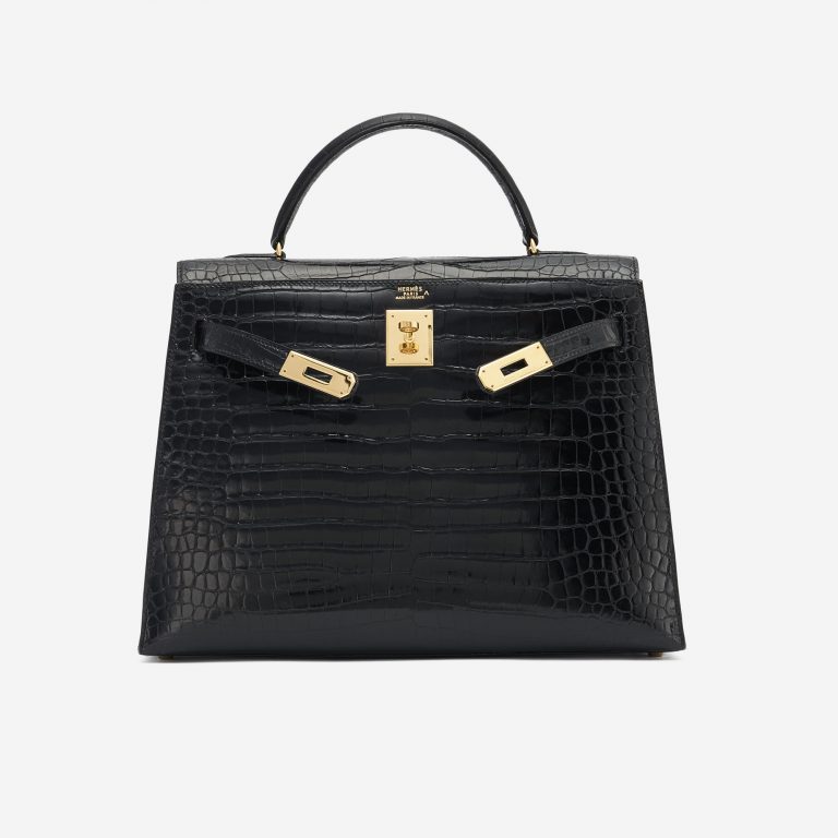 Hermès Kelly 32 Crocodile Porosus Black Vintage