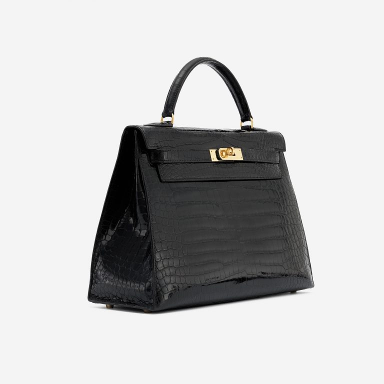 Hermès Kelly 32 Crocodile Porosus Black Vintage Bag