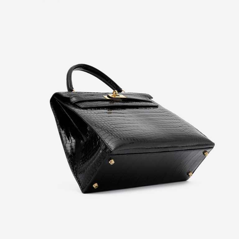 Hermès Kelly 32 Crocodile Porosus Black Vintage Bag