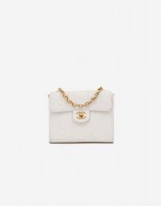 Vintage Chanel Timeless Mini Caviar White Handbag