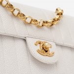 Vintage Chanel Timeless Mini Caviar White Handbag Gold Hardware