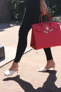 A red Hermès Birkin Bag 35 Epsom in Bougainvillier via SACLÀB