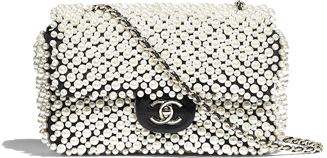 chanel pearl on flap bag