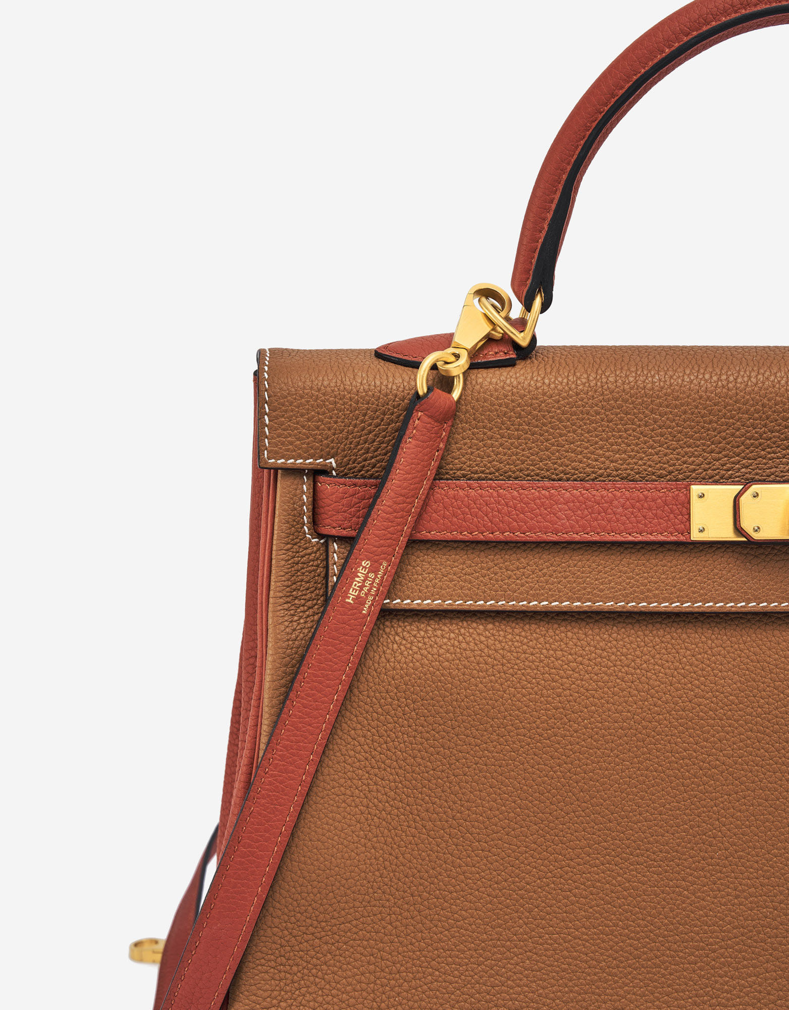 Pre-owned Hermès bag Kelly 35 HSS Togo Gold/Brique Brown | Sell your designer bag on Saclab.com