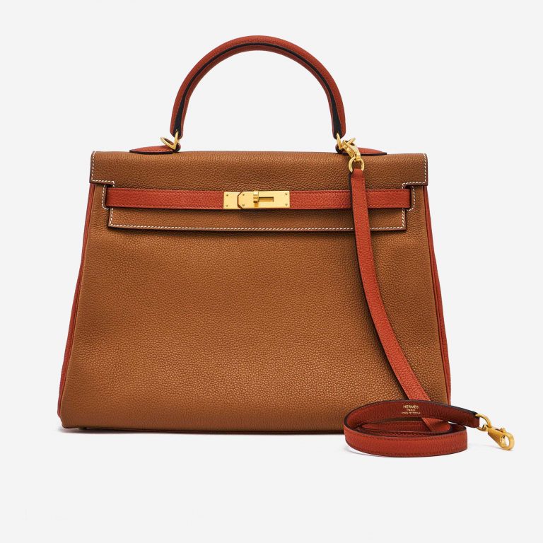 Hermès Kelly 35 Togo Gold Brique Horseshoe handbag