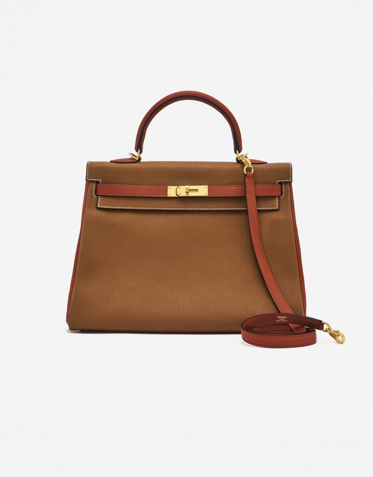 Hermès Kelly 35 Togo Gold Brique Horseshoe handbag