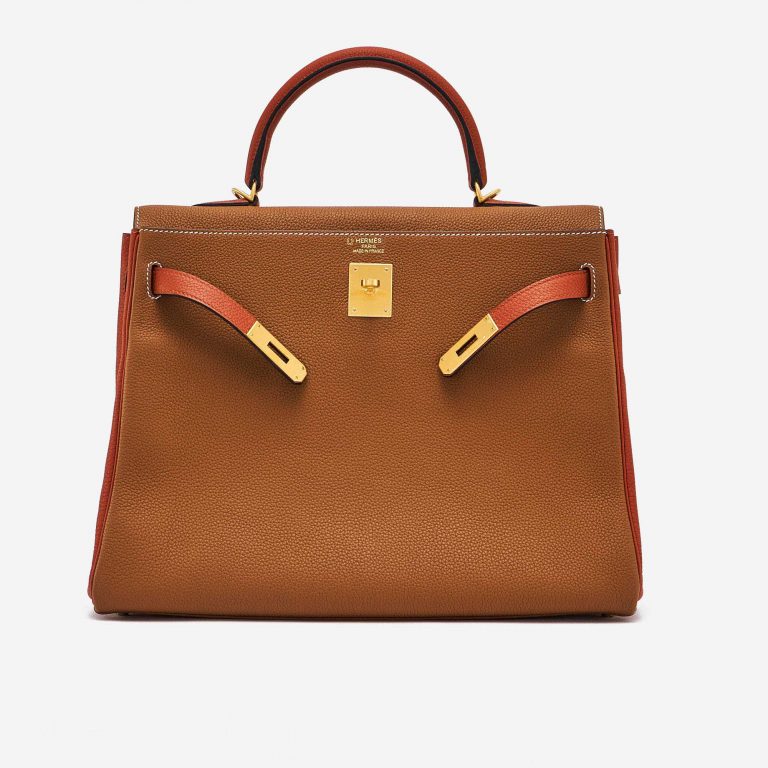 Hermès Kelly 35 Togo Gold Brique Horseshoe handbag