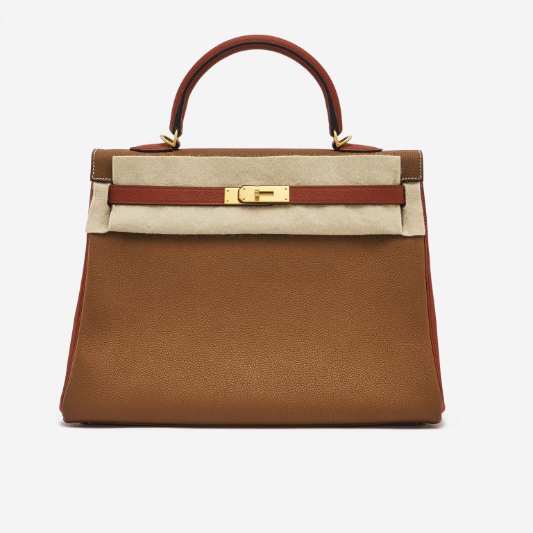 Hermès Kelly 35 Togo Gold Brique Horseshoe handbag