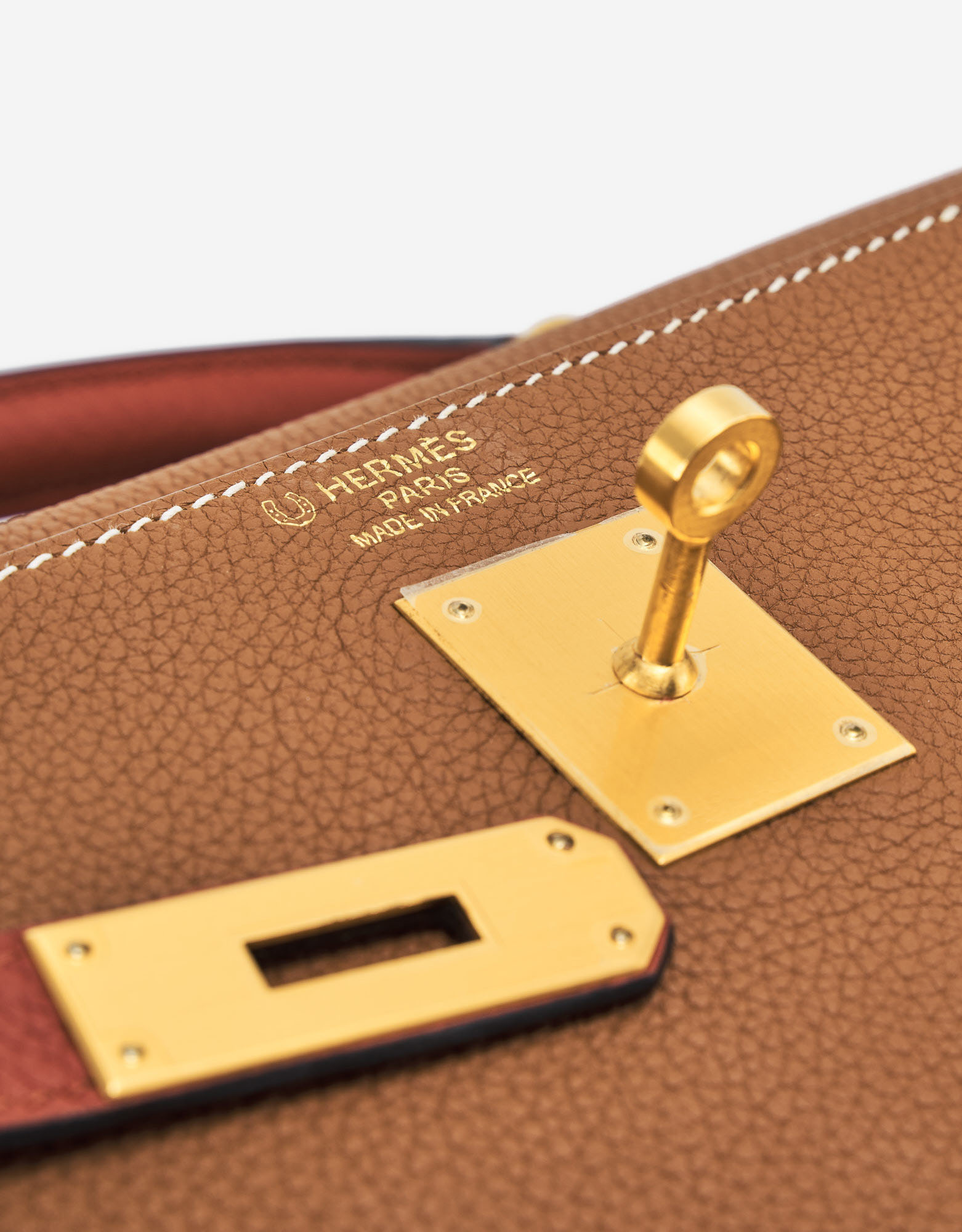 Hermès Kelly 35 Togo Gold Brique Hufeisen gebürstetes Gold Hardware