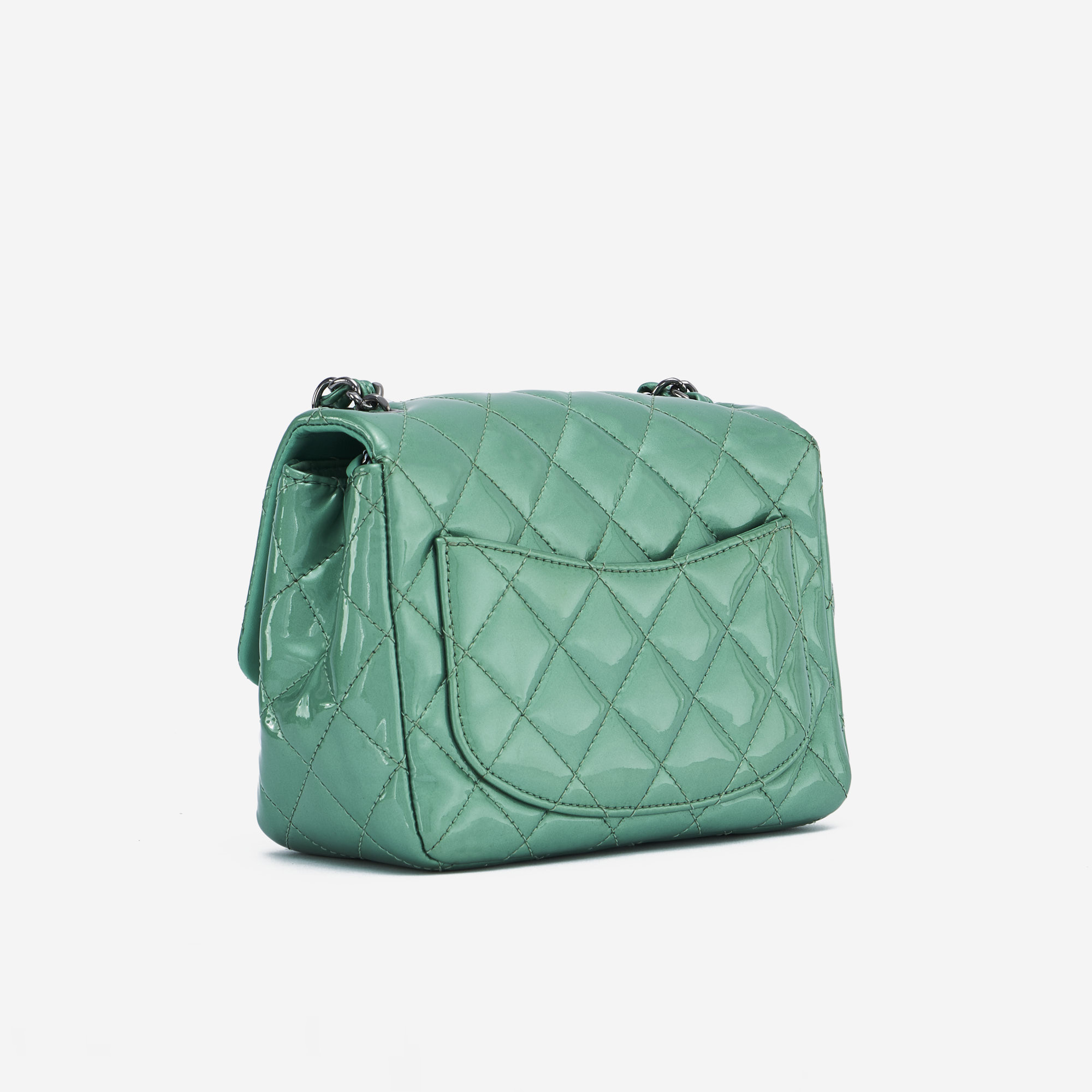 Chanel Timeless Mini Square Patent Green Bag SACLÀB
