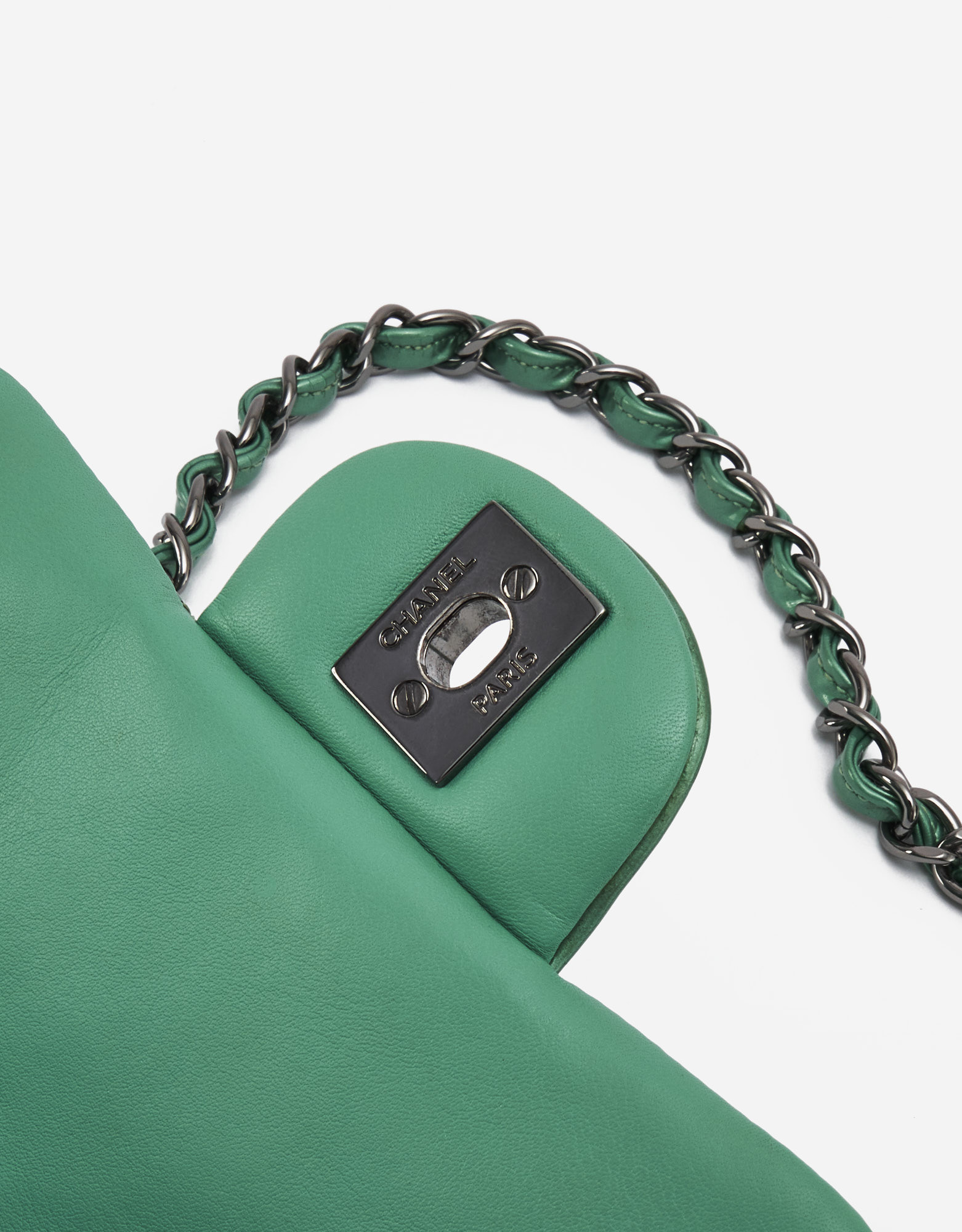 Chanel Timeless Mini Square Patent Green Bag SACLÀB