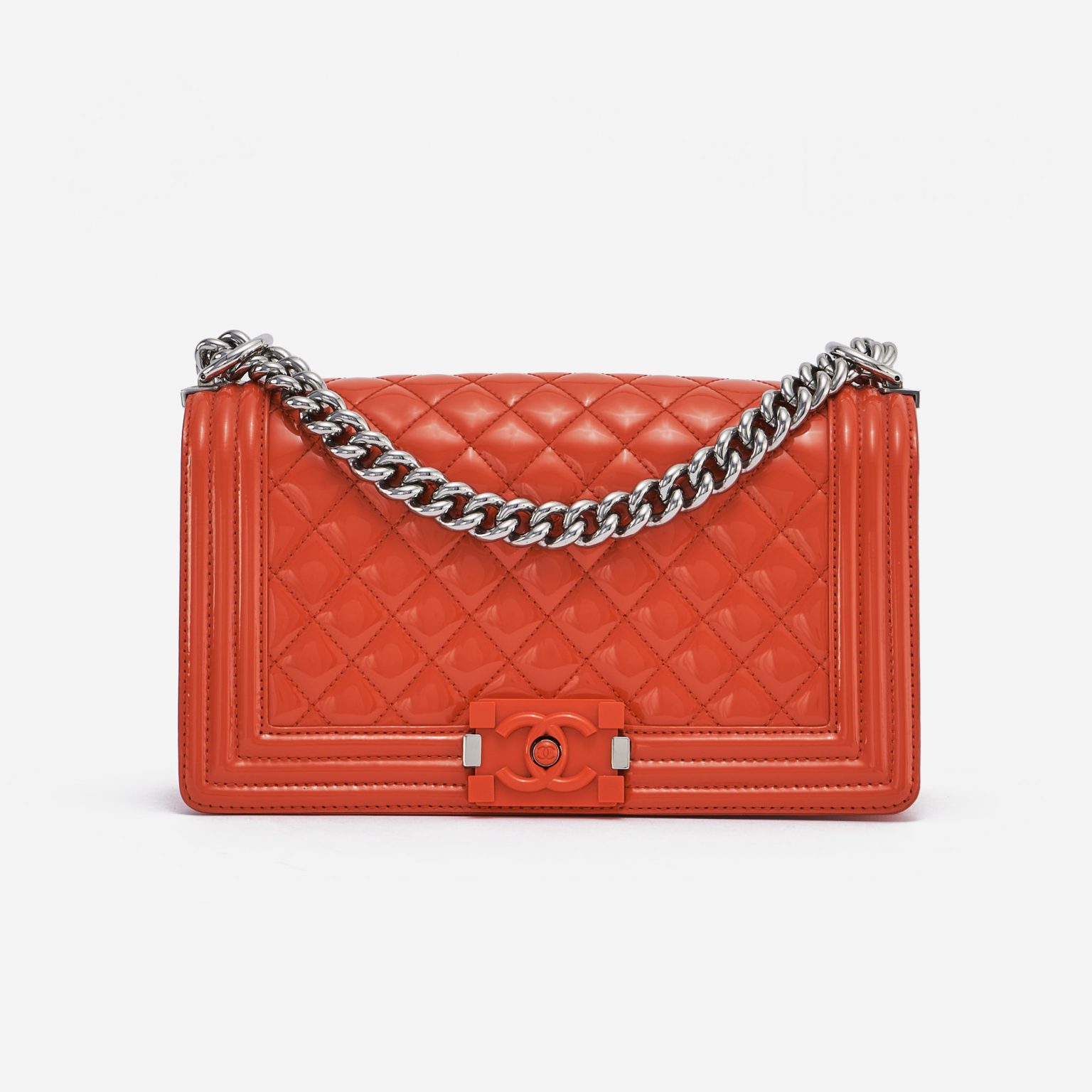 Chanel Boy Medium Patent Coral SACLÀB