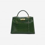 Hermès Kelly 32 Alligator Vert Smaragd Smaragd Exotische Handtasche