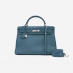 Hermès Kelly 35 Clemence leather Colvert Blue SACLÀB