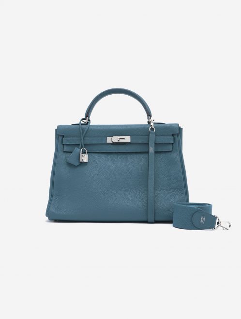 Hermès Kelly 35 Clemence leather Colvert Blue SACLÀB