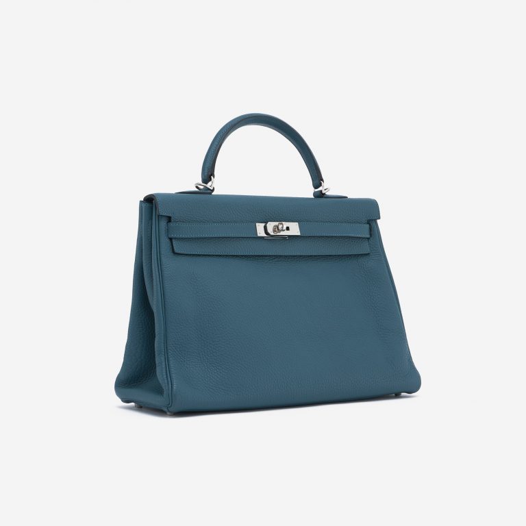 Hermès Kelly 35 Clemence leather Colvert Blue SACLÀB