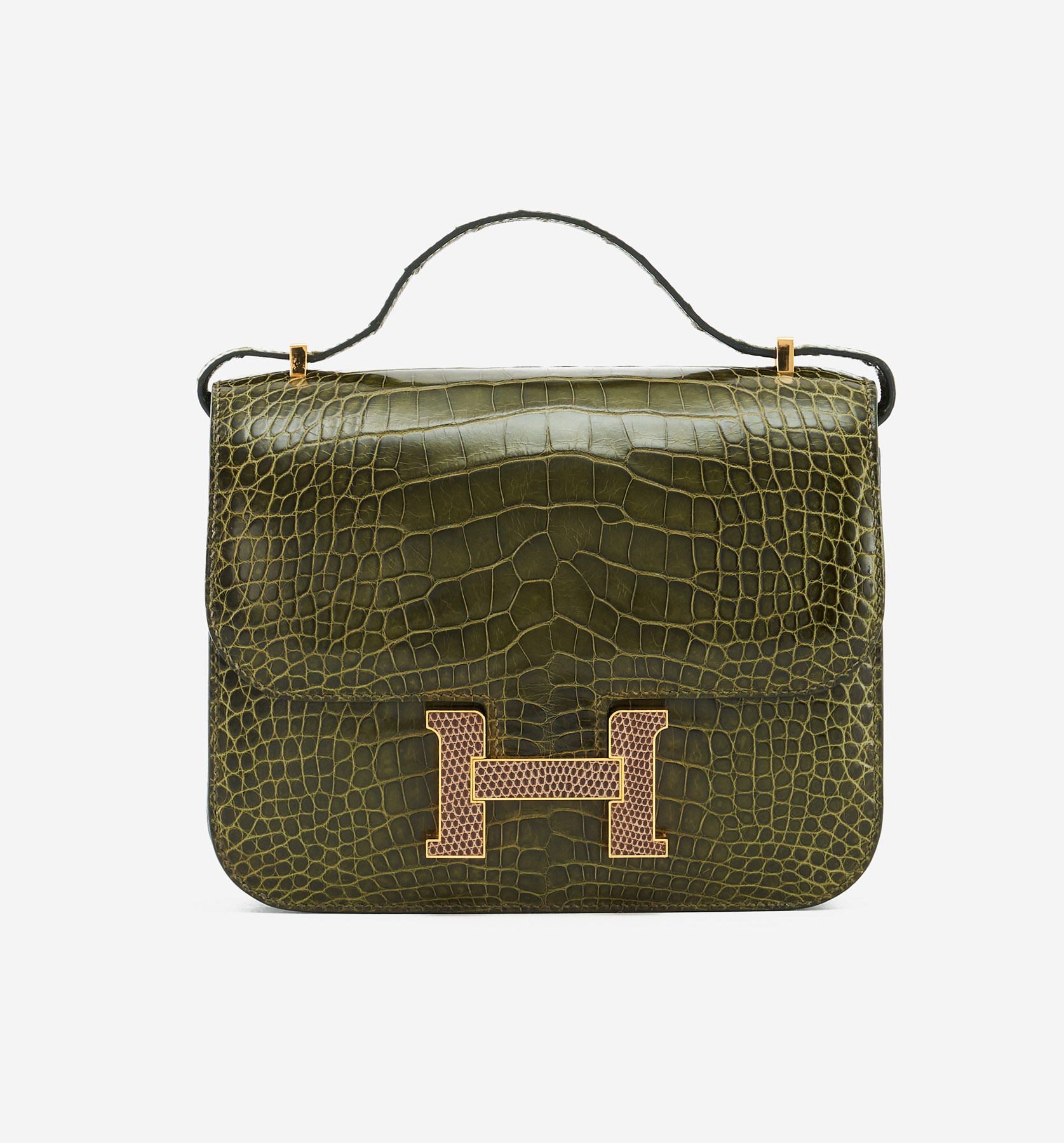 Hermès Hermes Nib Vert Rousseau Matte Alligator Constance 24 Ghw Green  ref.744324 - Joli Closet
