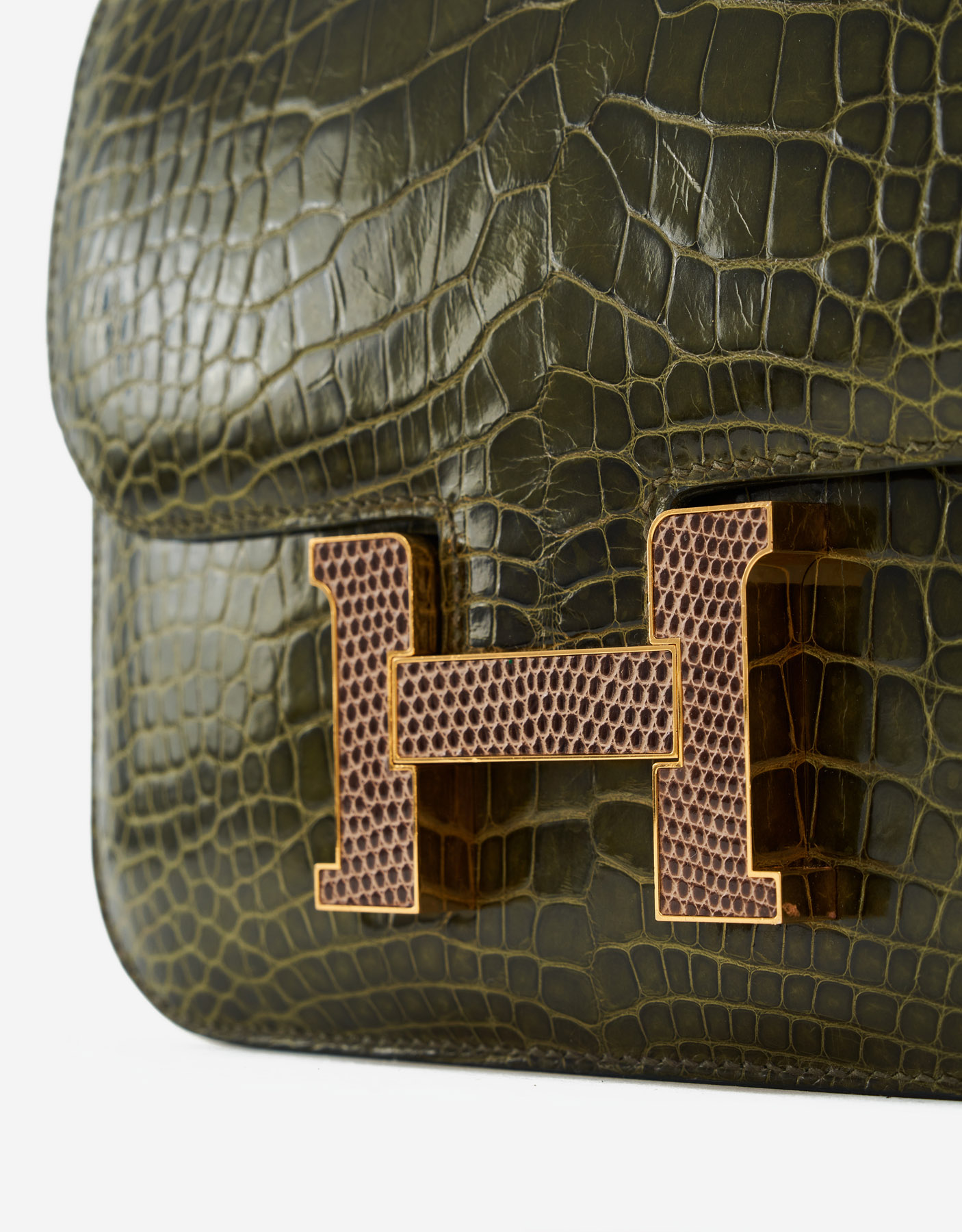 Hermes Mini Constance 18 Bag 6H Vert Veronese Shiny Alligator GHW