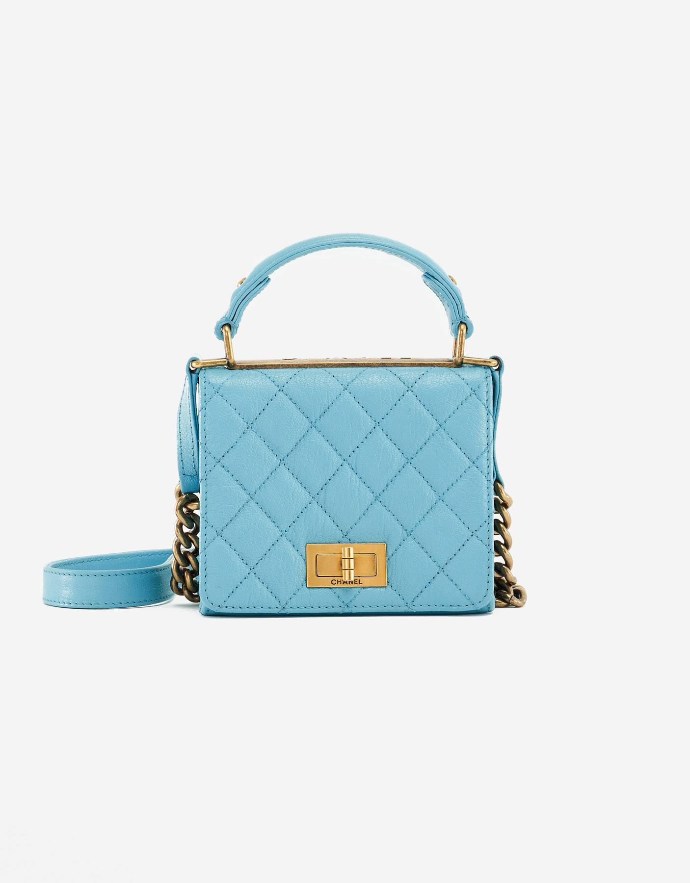 CHANEL Calfskin Quilted Small Boy Flap Turquoise 842836