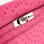 Kelly 32 Ostrich leather Fuchsia Silver Hardware Luxury Pre-Loved Handbag