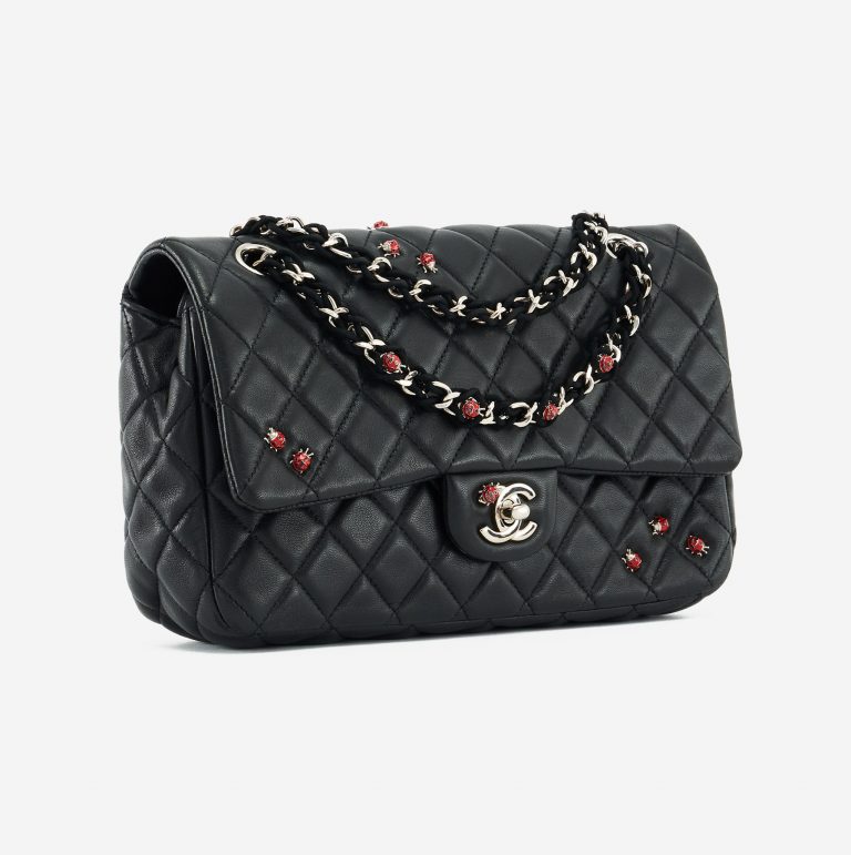 Limitierte Auflage Chanel Timeless Medium Lammleder Schwarzer Marienkäfer