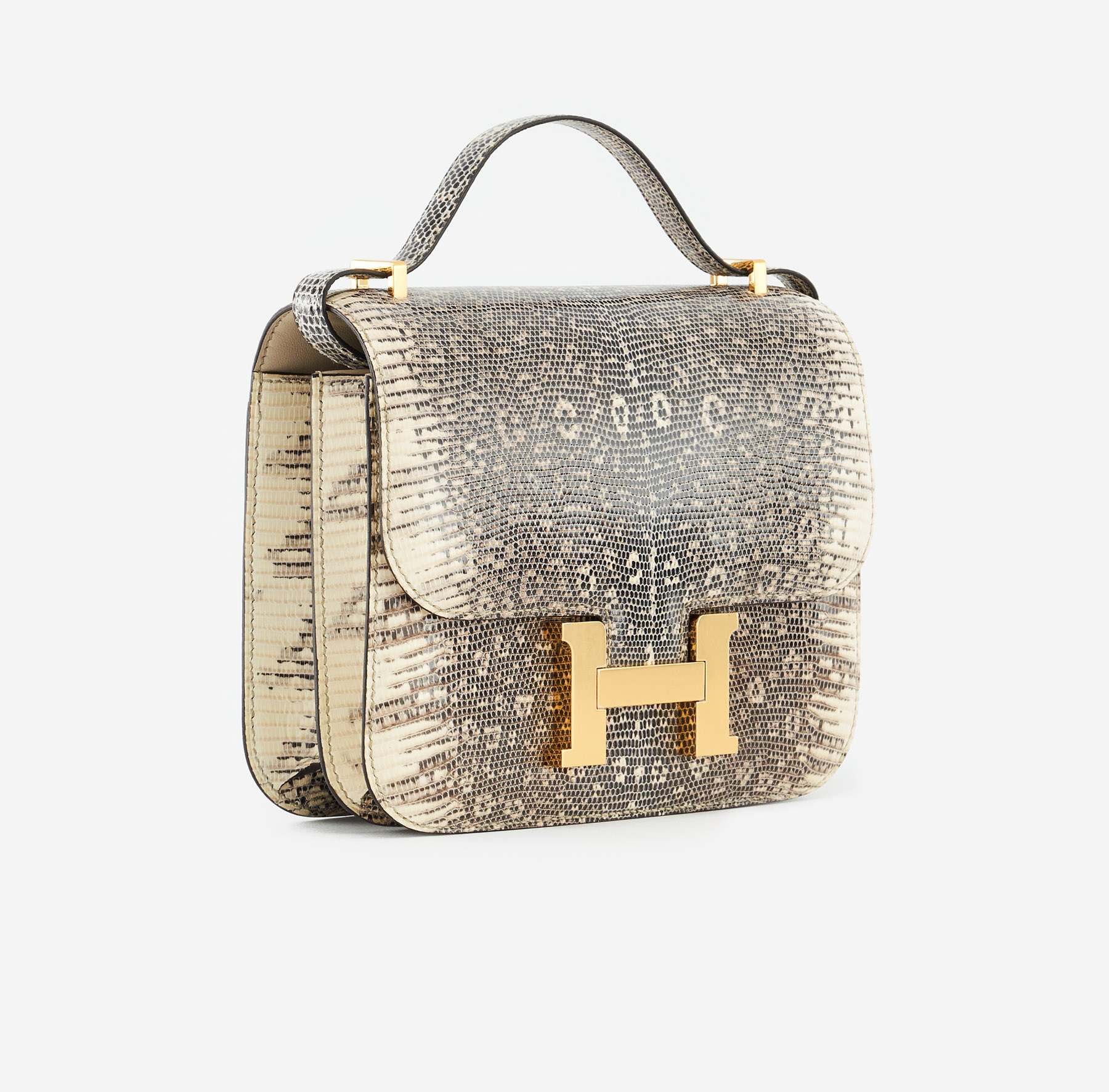 Pre-owned Hermès bag Constance 18 Mini Lizard Ombre Beige | Sell your designer bag on Saclab.com