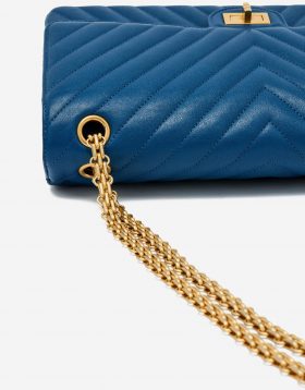 Chain Strap Detail of a Limited-Edition Chanel 2.55 226 in Blue and Pink on SACLÀB