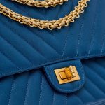 Hardware Detail of a Limited-Edition Chanel 2.55 226 in Blue and Pink on SACLÀB