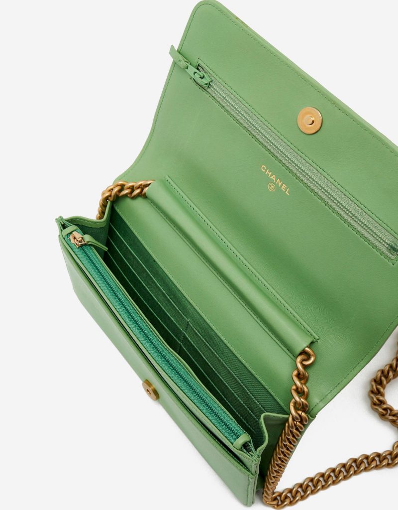 Chanel Boy Wallet on Chain Lamb Light Green SACLÀB