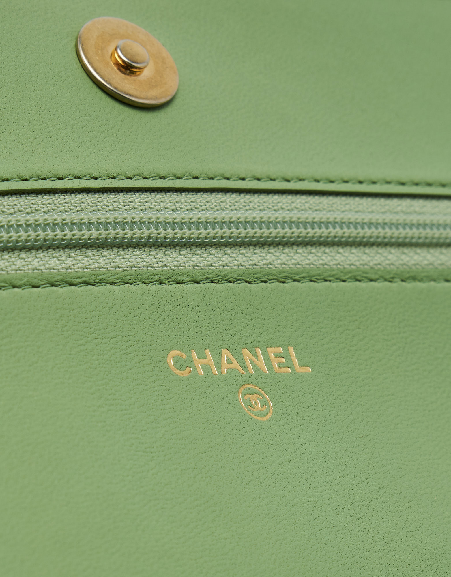 Chanel Boy Wallet on Chain Lamb Light Green