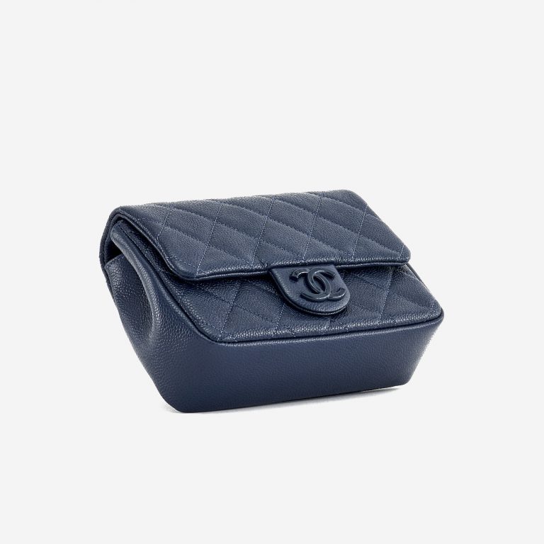 Bottom perspective of a pre-loved Chanel Timeless Mini Caviar Blue Incognito on SACLÀB