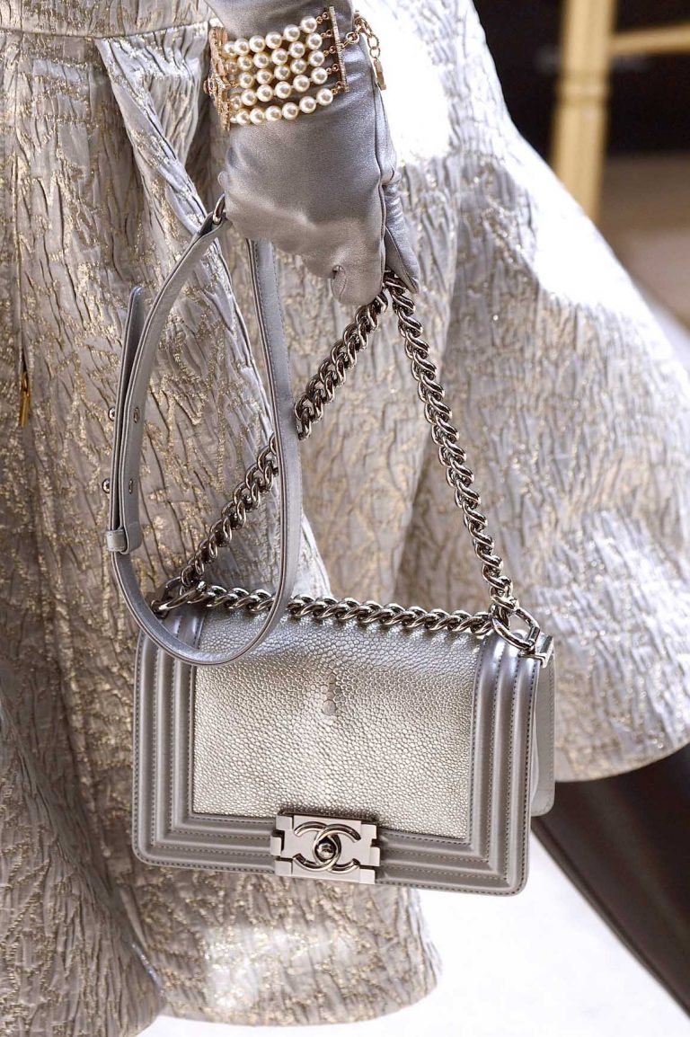 An exotic, silver Boy Bag for Chanel Fall/Winter 2016