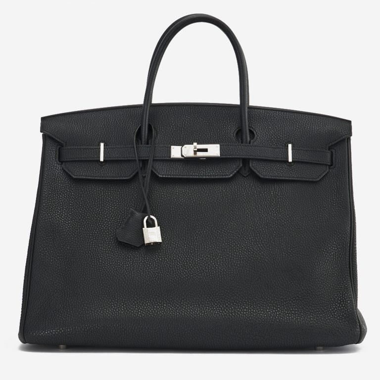 Un Birkin 40 Hermès d'occasion en cuir noir Clémence sur SACLÀB