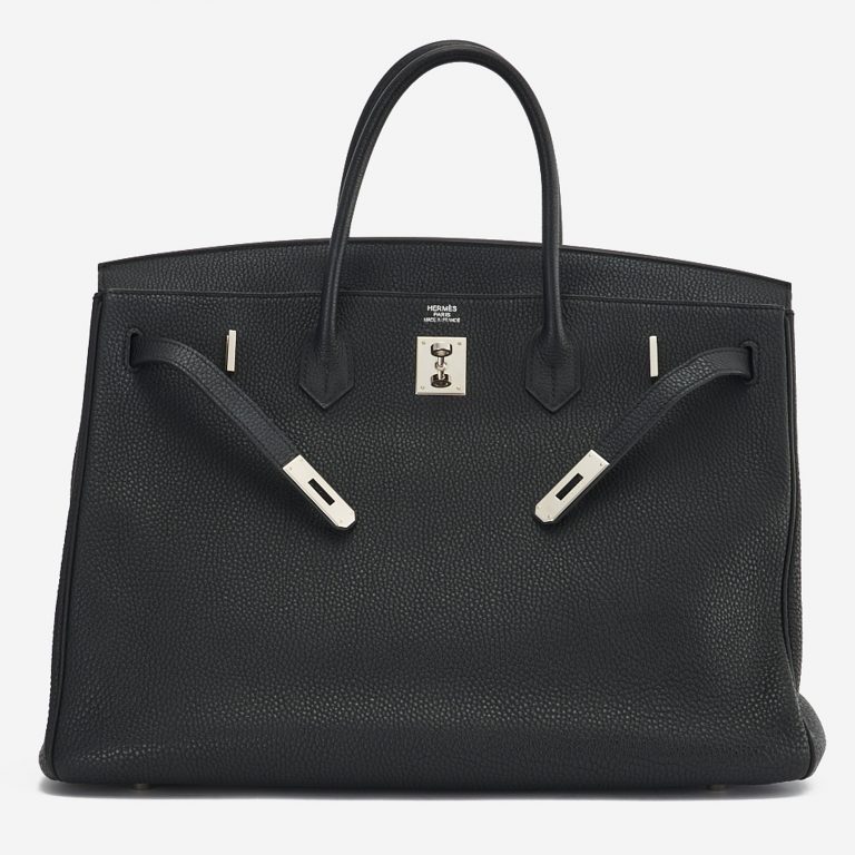 Un Birkin 40 Hermès d'occasion en cuir noir Clémence sur SACLÀB