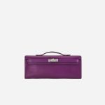 A pre-loved Hermès Kelly Cut Clutch in Anemone Swift Leather on SACLÀB