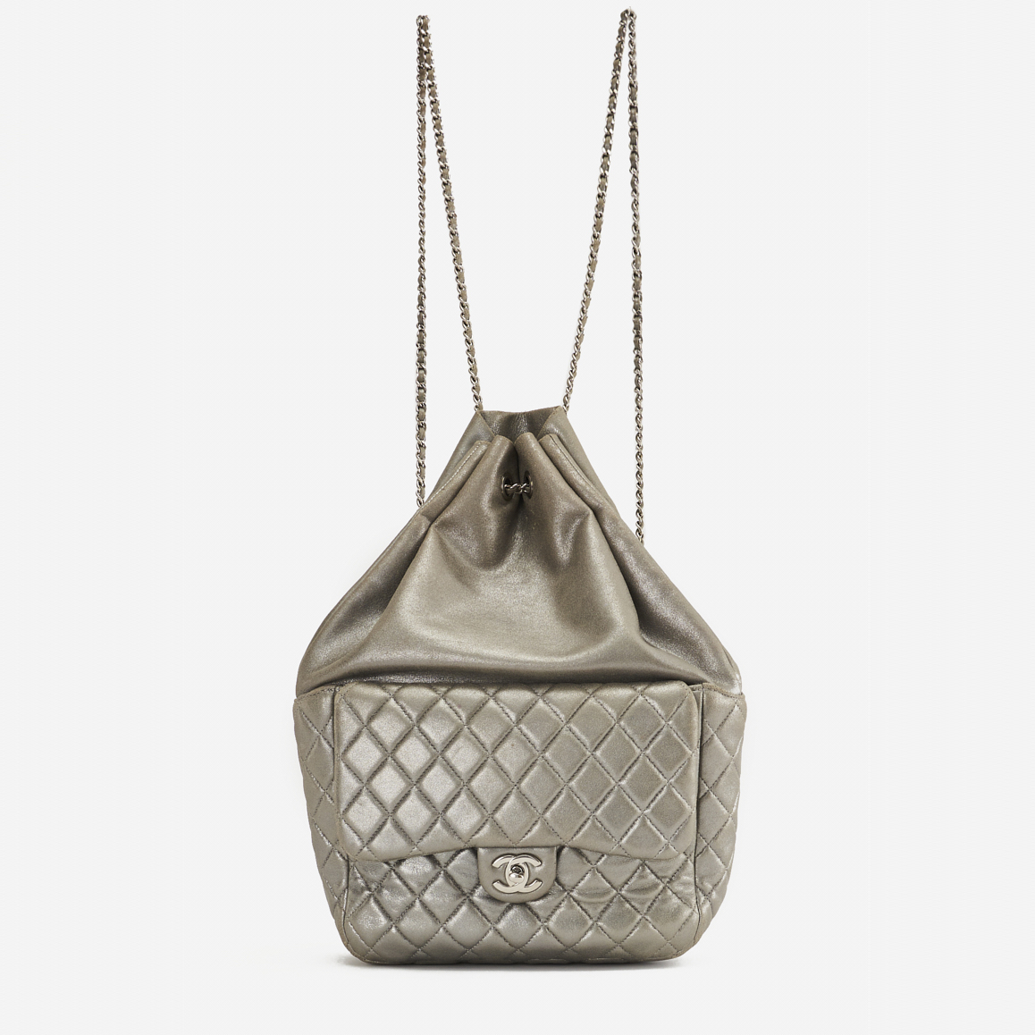 Chanel Backpack Lamb Silver