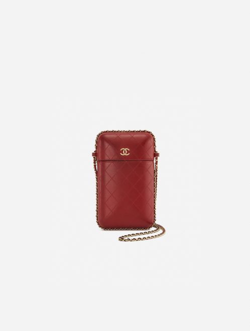 Pre-owned Chanel bag Clutch With Chain Small Calf Red Red | Sell your designer bag on Saclab.com