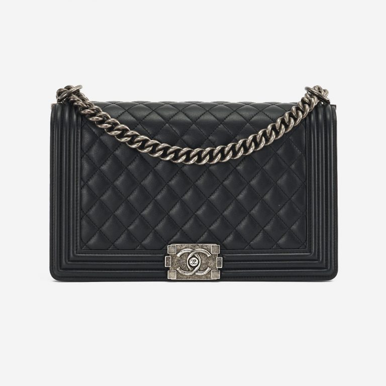 A pre-loved Chanel Boy Medium Lambskin Black on SACLÀB