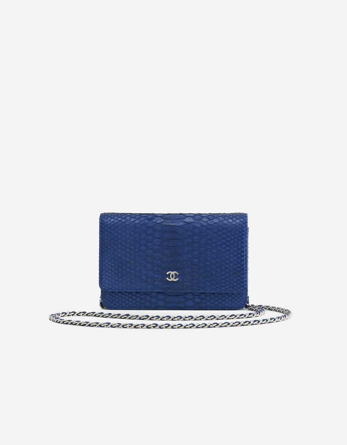 Chanel Wallet On Chain Python Blue