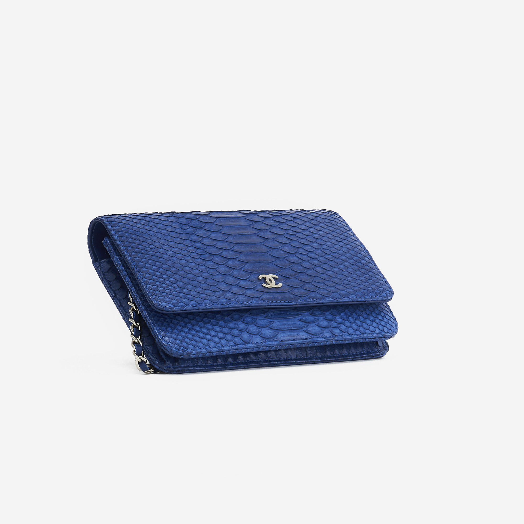 CHANEL Lambskin Quilted Mini Wallet On Chain WOC Neon Blue 801478   FASHIONPHILE