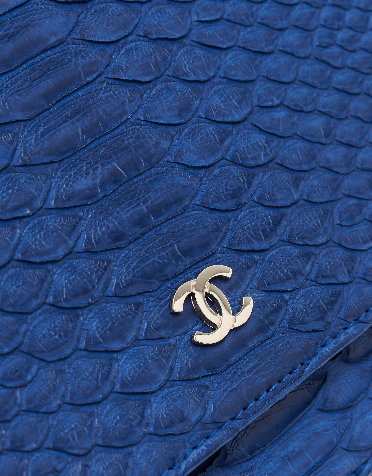 Chanel Wallet On Chain Python Blue