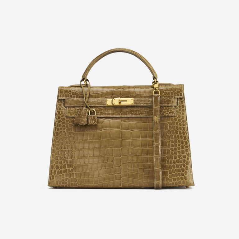 A pre-loved Hermès Kelly 32 Porosus Crocodile Lisse Ficelle on SACLÀB