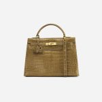 A pre-loved Hermès Kelly 32 Porosus Crocodile Lisse Ficelle on SACLÀB