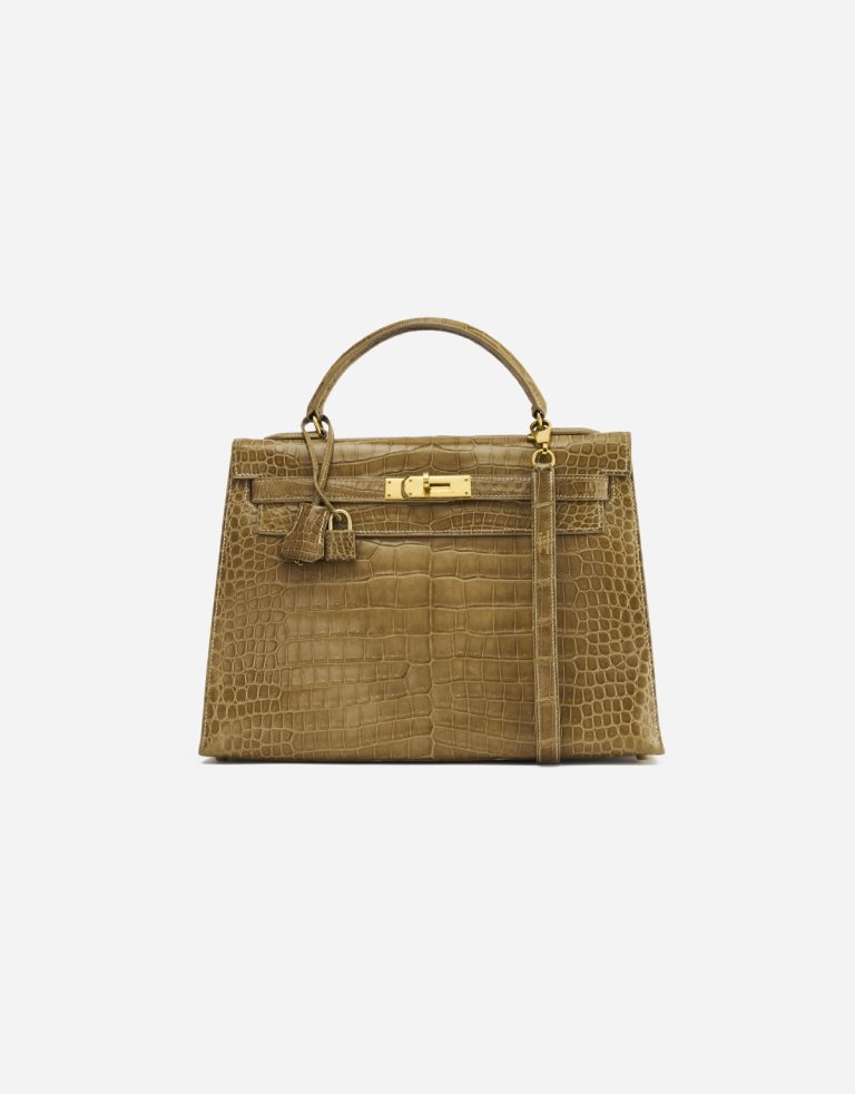 A pre-loved Hermès Kelly 32 Porosus Crocodile Lisse Ficelle on SACLÀB