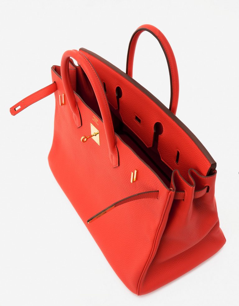 Pre-owned Hermès bag Birkin 40 Togo Rouge Tomate Red | Sell your designer bag on Saclab.com