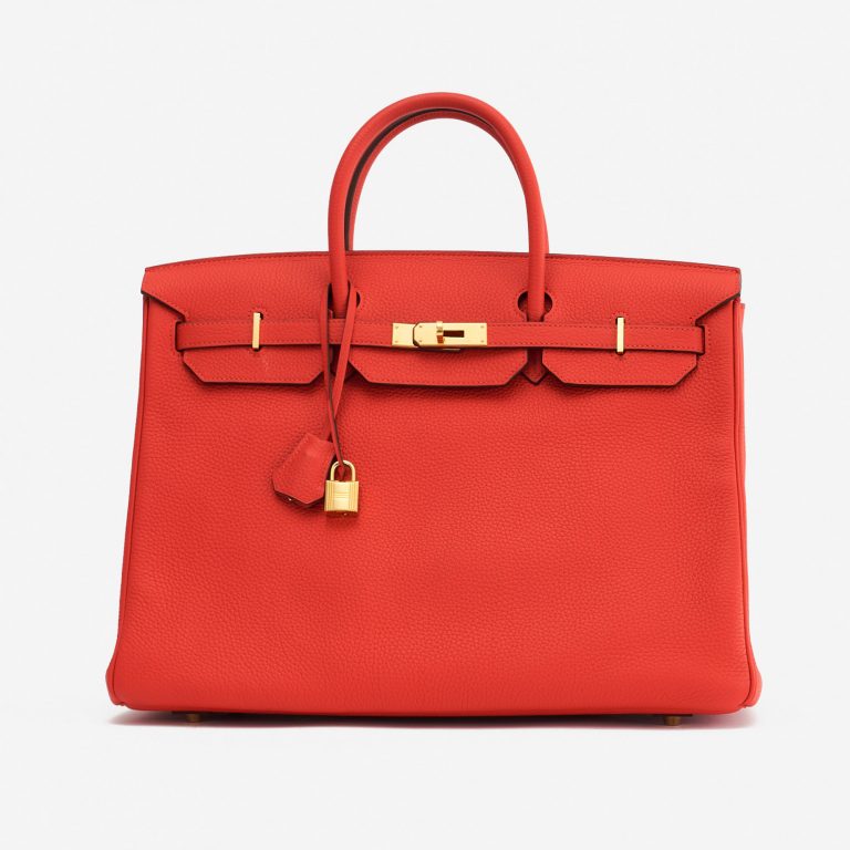 Pre-owned Hermès bag Birkin 40 Togo Rouge Tomate Red | Sell your designer bag on Saclab.com