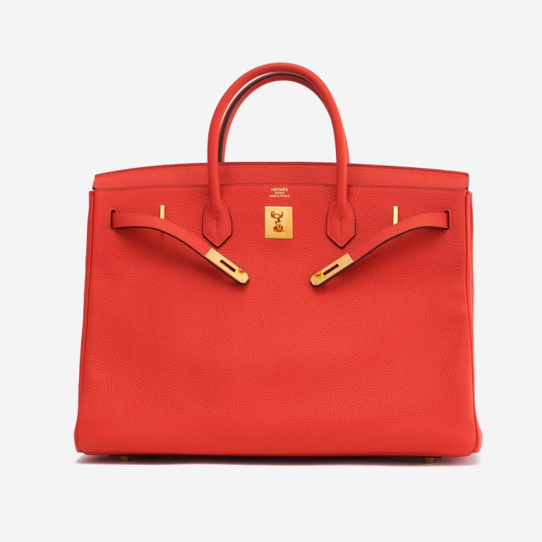 Pre-owned Hermès bag Birkin 40 Togo Rouge Tomate Red | Sell your designer bag on Saclab.com