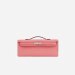 A pre-loved Hermès Kelly Cut Clutch Swift Rose d’Ete on SACLÀB