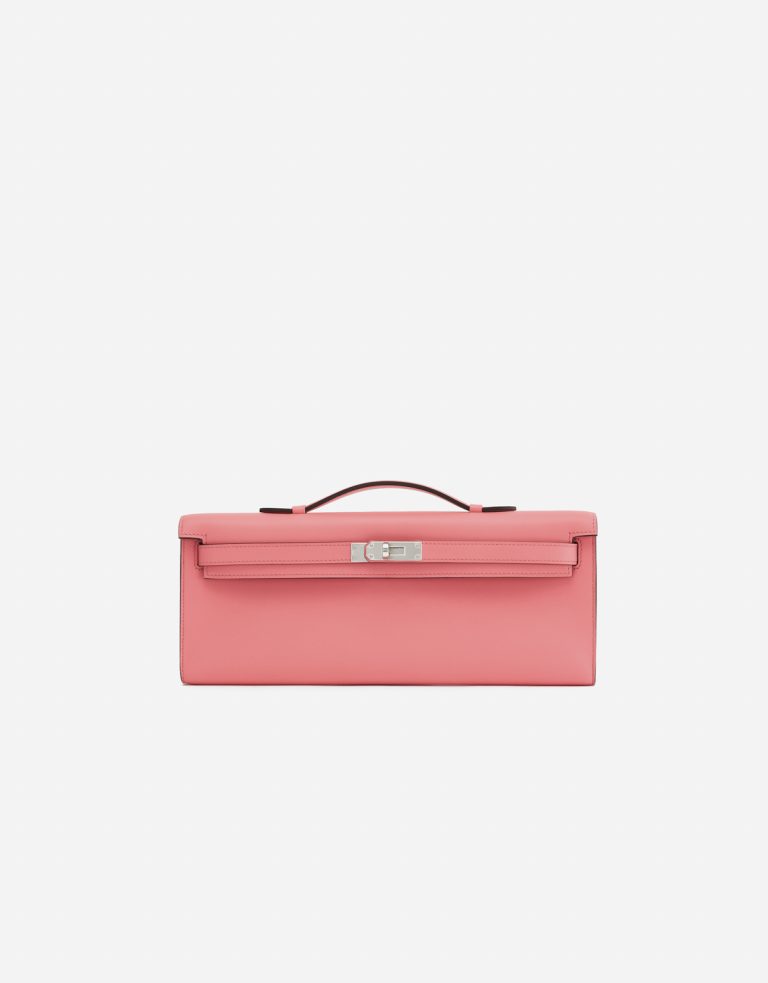 A pre-loved Hermès Kelly Cut Clutch Swift Rose d’Ete on SACLÀB